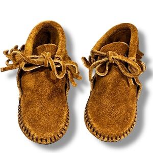 Kids Minnetonka Moccasins Brown Suede Fringe Toddler Size 6 Native American